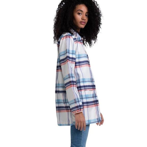 New Herschel Voyager Long Plaid Water Resistant Coach Jacket SMALL - Picture 5 of 6